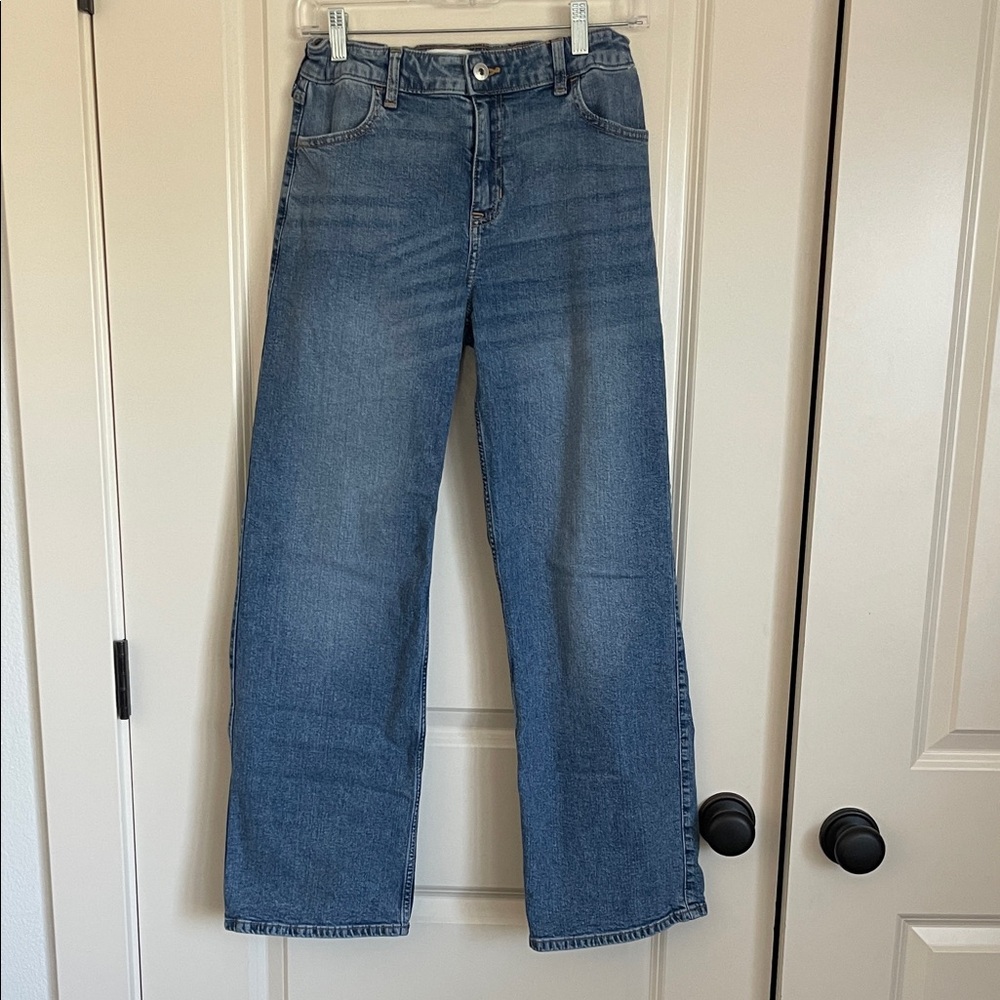 Abercrombie Kids Blue High Rise Wide Leg Jeans